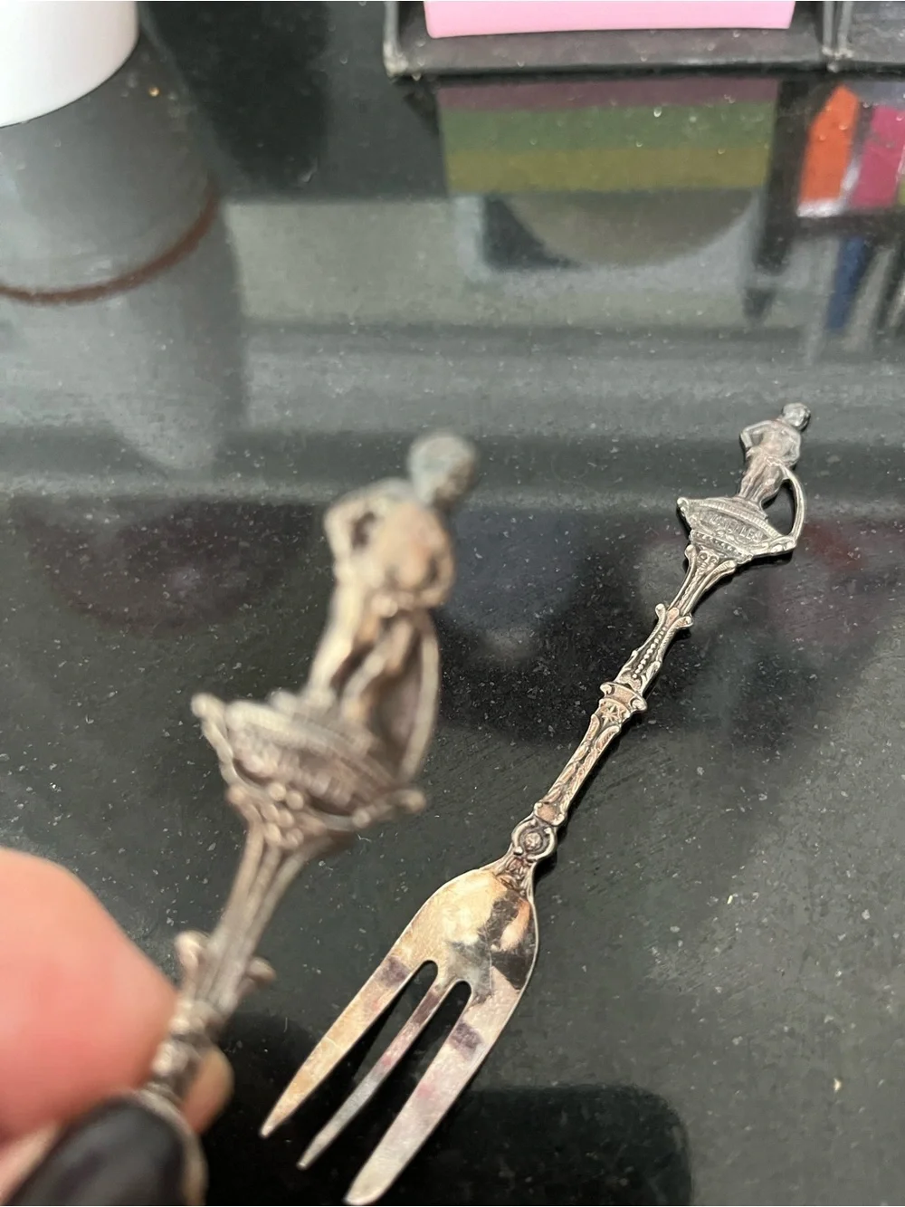 Antique Bruxelles Mannekan Pis Spoon and fork Silverplate - Belgian